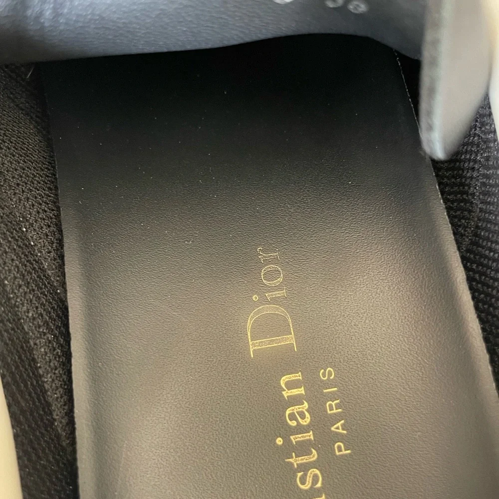 christian Dior black velour white logo sneakers trainers flats sz 38